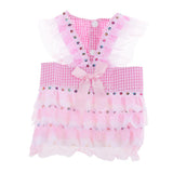 Maxbell Maxbell Dog Pet Puppy Grid Lace Bow Summer Skirt Jumpsuit Vest Dress Clothes Pink M