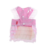 Maxbell Maxbell Dog Pet Puppy Grid Lace Bow Summer Skirt Jumpsuit Vest Dress Clothes Pink M