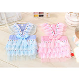 Maxbell Maxbell Dog Pet Puppy Grid Lace Bow Summer Skirt Jumpsuit Vest Dress Clothes Pink M