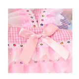 Maxbell Maxbell Dog Pet Puppy Grid Lace Bow Summer Skirt Jumpsuit Vest Dress Clothes Pink M