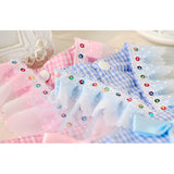 Maxbell Maxbell Dog Pet Puppy Grid Lace Bow Summer Skirt Jumpsuit Vest Dress Clothes Pink M
