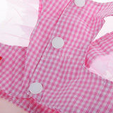 Maxbell Maxbell Dog Pet Puppy Grid Lace Bow Summer Skirt Jumpsuit Vest Dress Clothes Pink M