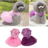 Maxbell Maxbell Cute Small Puppy Pet Dog Stripe Bow Lace Skirt Princess Dress Pink--M