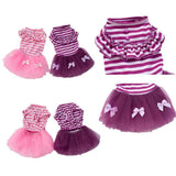 Maxbell Maxbell Cute Small Puppy Pet Dog Stripe Bow Lace Skirt Princess Dress Pink--M
