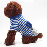Maxbell Maxbell Pet Puppy Small Striped Dog Cat Vest T-Shirt Summer Apparel Clothes Blue L