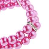 Maxbell Maxbell Faux Pearl Pet Necklace 2 Rows Collar Puppy Collar Grooming Jewelry M Purple