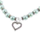 Maxbell Maxbell Pet Dog Cat Pearl Rhinestone Heart Pendant Necklace Collar Necktie Blue M