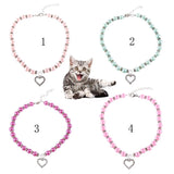 Maxbell Maxbell Pet Dog Cat Pearl Rhinestone Heart Pendant Necklace Collar Necktie Blue M