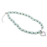 Maxbell Maxbell Pet Dog Cat Pearl Rhinestone Heart Pendant Necklace Collar Necktie Blue M