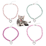 Maxbell Maxbell Pet Dog Cat Pearl Rhinestone Heart Pendant Necklace Collar Necktie Blue M