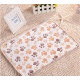 Maxbell Maxbell Warm Beige Cartoon Paw Print Cushion for Puppy Fleece Soft Blanket Bed Mat-L