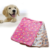 Maxbell Maxbell Warm Beige Cartoon Paw Print Cushion for Puppy Fleece Soft Blanket Bed Mat-L