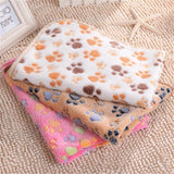 Maxbell Maxbell Warm Beige Cartoon Paw Print Cushion for Puppy Fleece Soft Blanket Bed Mat-L