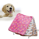 Maxbell Maxbell Warm Red Cartoon Paw Print Cushion for Puppy Fleece Soft Blanket Bed Mat--M