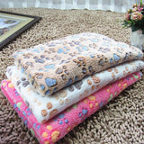 Maxbell Maxbell Warm Red Cartoon Paw Print Cushion for Puppy Fleece Soft Blanket Bed Mat--M