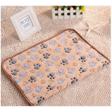 Maxbell Maxbell Warm Tan Cartoon Paw Print Cushion for Puppy Fleece Soft Blanket Bed Mat--M