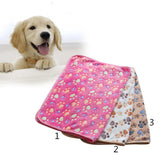 Maxbell Maxbell Warm Tan Cartoon Paw Print Cushion for Puppy Fleece Soft Blanket Bed Mat--M