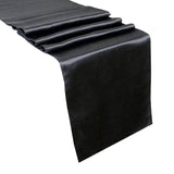 Maxbell Maxbell 30*275cm Satin Plain Damask Table Runner Home Party Venue Decors-Black