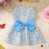 Maxbell Maxbell Pet Dog Dress Skirt Cat Bow Princess Clothes Apparel Female Costume Blue XL