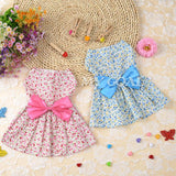 Maxbell Maxbell Pet Dog Dress Skirt Cat Bow Princess Clothes Apparel Female Costume Blue XL
