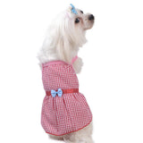 Maxbell Maxbell Puppy Dress Pet Dog Vest T Shirt Plaid Summer Apparel Bowtie Costume Red-XL