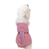 Maxbell Maxbell Puppy Dress Pet Dog Vest T Shirt Plaid Summer Apparel Bowtie Costume Red-XL