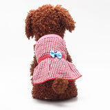 Maxbell Maxbell Puppy Dress Pet Dog Vest T Shirt Plaid Summer Apparel Bowtie Costume Red-XL