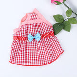 Maxbell Maxbell Puppy Dress Pet Dog Vest T Shirt Plaid Summer Apparel Bowtie Costume Red-XL