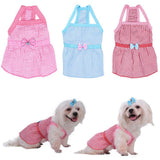 Maxbell Maxbell Puppy Dress Pet Dog Vest T Shirt Plaid Summer Apparel Bowtie Costume Red-XL