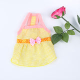 Maxbell Maxbell Puppy Dress Dog Vest T Shirt Plaid Summer Apparel Bowtie Costume Yellow-M