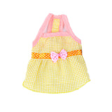 Maxbell Maxbell Puppy Dress Dog Vest T Shirt Plaid Summer Apparel Bowtie Costume Yellow-M
