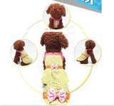 Maxbell Maxbell Puppy Dress Dog Vest T Shirt Plaid Summer Apparel Bowtie Costume Yellow-M
