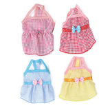 Maxbell Maxbell Puppy Dress Dog Vest T Shirt Plaid Summer Apparel Bowtie Costume Yellow-M