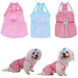 Maxbell Maxbell Puppy Dress Dog Vest T Shirt Plaid Summer Apparel Bowtie Costume Yellow-M