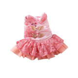 Maxbell Maxbell Pet Puppy Dog Clothes Costume Cheongsam Dress Lace Tulle Tutu Skirt Pink L