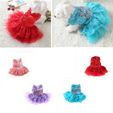 Maxbell Maxbell Pet Puppy Dog Clothes Costume Cheongsam Dress Lace Tulle Tutu Skirt Pink L