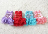 Maxbell Maxbell Pet Puppy Dog Clothes Costume Cheongsam Dress Lace Tulle Tutu Skirt Pink L