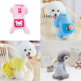 Maxbell Maxbell Pet Dog Cat Puppy Soft Striped Pajamas Jumpsuit Coat Clothes Apparel Pink XS