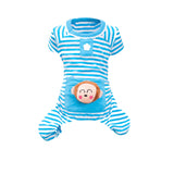 Maxbell Maxbell Pet Dog Cat Puppy Soft Striped Pajamas Jumpsuit Coat Clothes Apparel Blue L