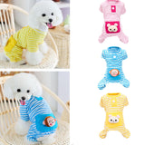 Maxbell Maxbell Pet Dog Cat Puppy Soft Striped Pajamas Jumpsuit Coat Clothes Apparel Blue L