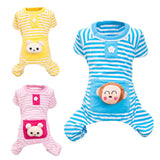 Maxbell Maxbell Pet Dog Cat Puppy Soft Striped Pajamas Jumpsuit Coat Clothes Apparel YLW L