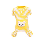Maxbell Maxbell Pet Dog Cat Puppy Soft Striped Pajamas Jumpsuit Coat Clothes Apparel YLW XL
