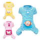Maxbell Maxbell Pet Dog Cat Puppy Soft Striped Pajamas Jumpsuit Coat Clothes Apparel YLW XL