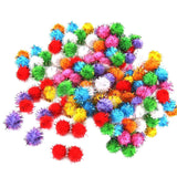 Pack of 100Pcs Mini Tinsel Sparkly Small Pom Pom Ball Cat Kitten Pet Bird Play Toys