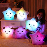 Colorful LED Luminous Star Sparkle Plush Pillow Cushion Kid Toy Gift Purple