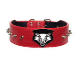 Maxbell Maxbell Spiked Studded Metal Dog PU Leather Wolf Rivet Collar Neck Strap Red S