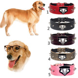 Maxbell Maxbell Spiked Studded Metal Dog PU Leather Wolf Rivet Collar Neck Strap Red S