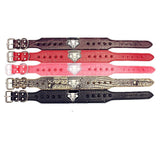 Maxbell Maxbell Spiked Studded Metal Dog PU Leather Wolf Rivet Collar Neck Strap Red L