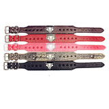 Maxbell Maxbell Spiked Studded Metal Dog PU Leather Wolf Rivet Collar Neck Strap Pink L