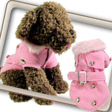 Maxbell Maxbell Pet Dog Cat Winter Thick Warm Woollen Coat Jacket Clothes Apparel Pink XL